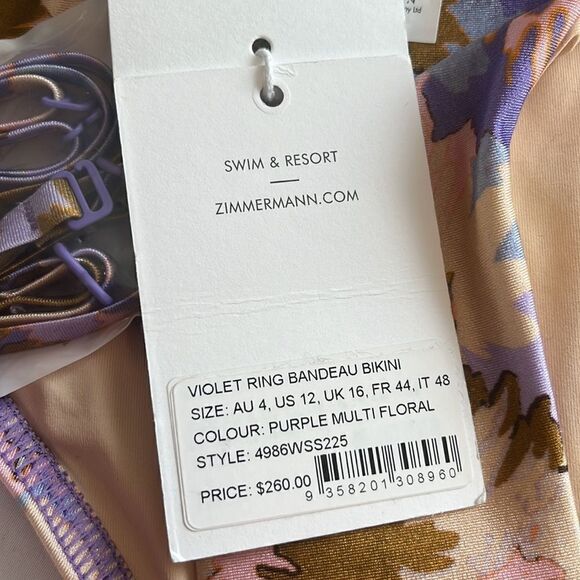 Zimmermann Violet Bikini Bottom size 12 NWT - Picture 3 of 8